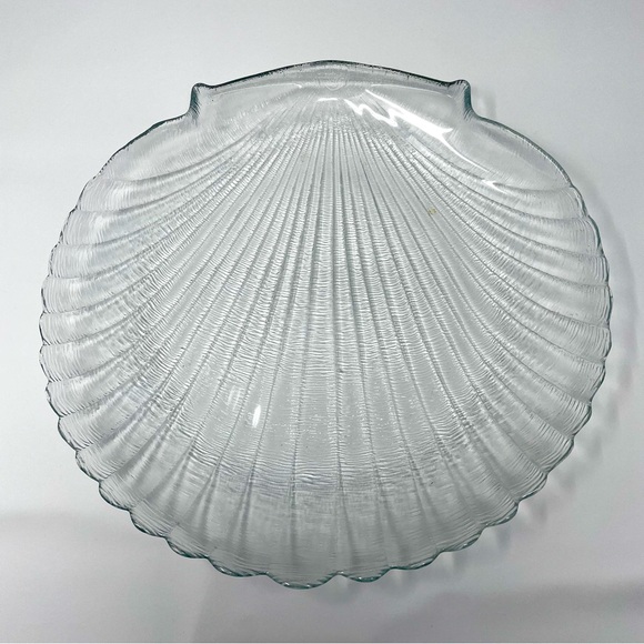 Vintage Arcoroc Coquillage France Clear Sea Shell Platter Textured 13” Beachy - Picture 3 of 7